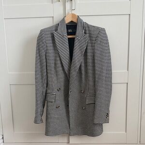 Zara Monochrome Houndstooth Blazer